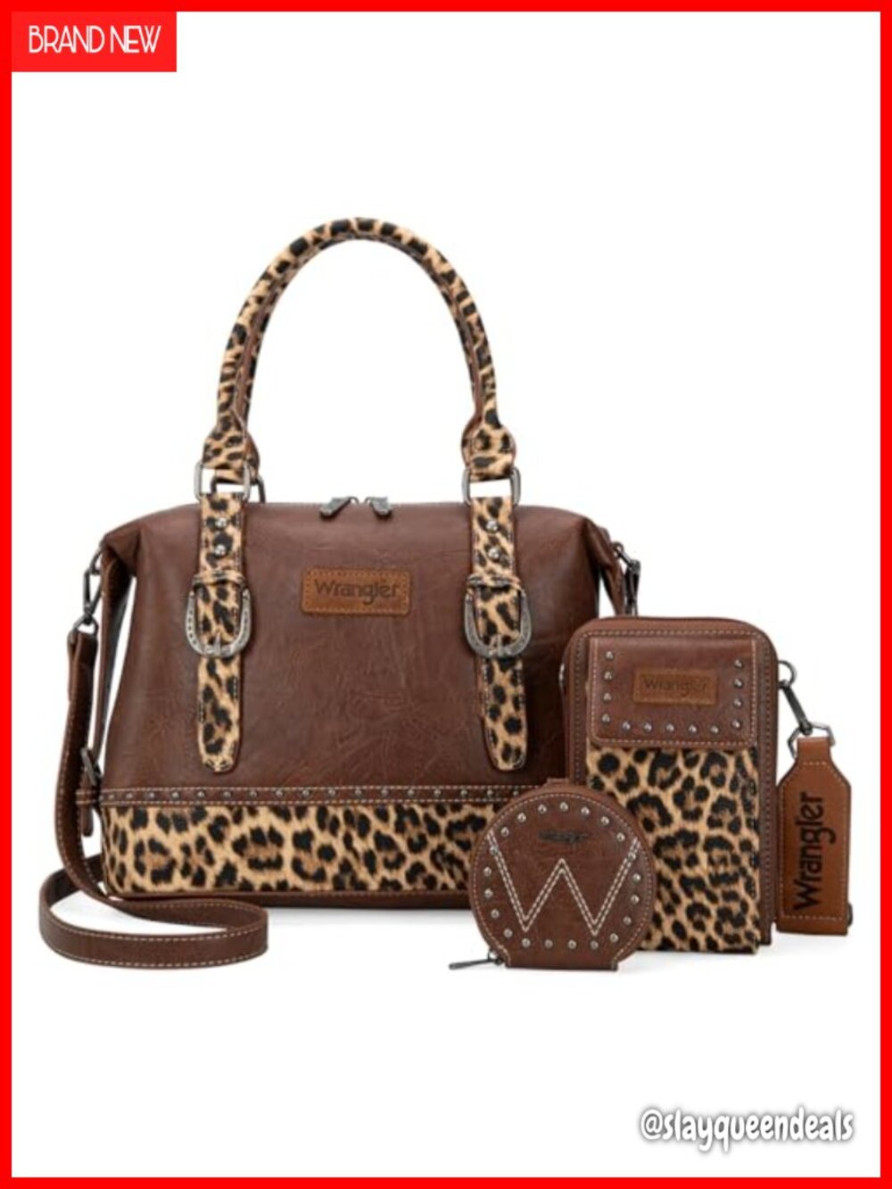 Wrangler 3Pc Doctor Bag Set Faux Leather Satchel Top Handle with Cell Phone Bag